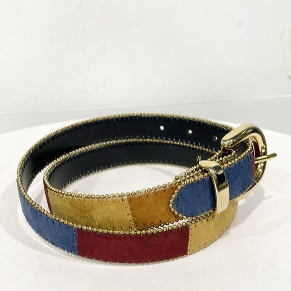 Vintage Elite Belt Made In USA Tapestry Leather Embellished Color Block M Women - Picture 4 of 8